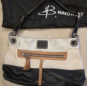 B. Makowsky Tri-Color Leather Shoulder Bag